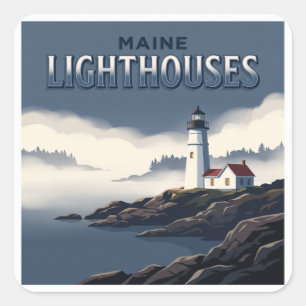 Pegatina Cuadrada Faros de Maine Bar Harbor