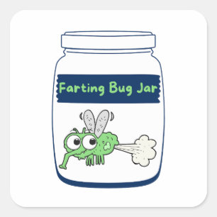 Pegatina Cuadrada Farting Bug Jar" Whimsical