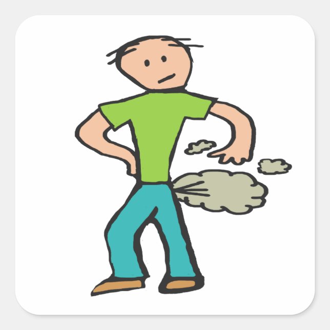 Pegatina Cuadrada Farting Man (Anverso)