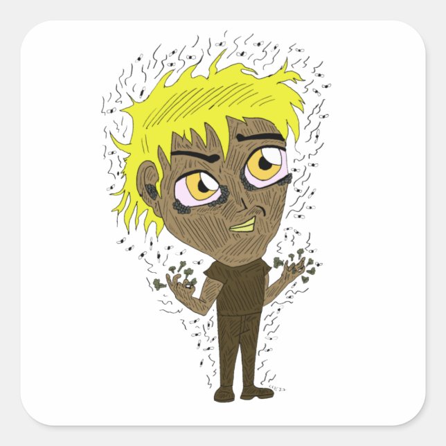 Pegatina Cuadrada Farty Fingers Chibi (Anverso)