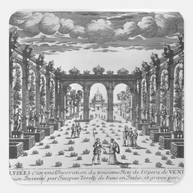 Pegatina Cuadrada Fase de Giacomo Torelli para "Venere Gelosa" (Anverso)