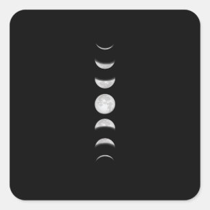 Pegatina Cuadrada Fases Lunares Astronomía Genial