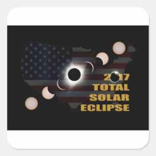 Pegatina Cuadrada Fases totales del eclipse solar de 2017