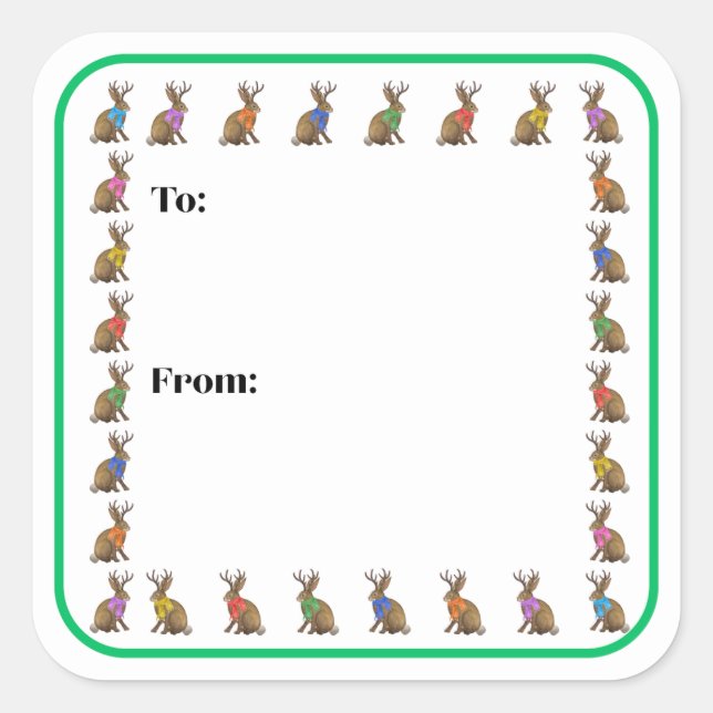 Pegatina Cuadrada Fashion Forward Jackalope Sticker (Anverso)