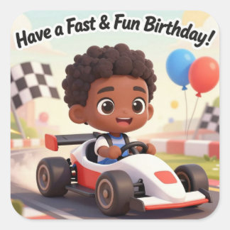 Pegatina Cuadrada Fast & Fun Birthday Square Sticker