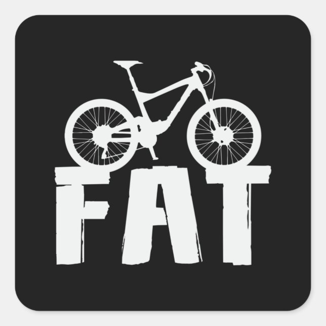 Pegatina Cuadrada Fat Bike Fat Mountain Bike Biker Biking Love Funny (Anverso)