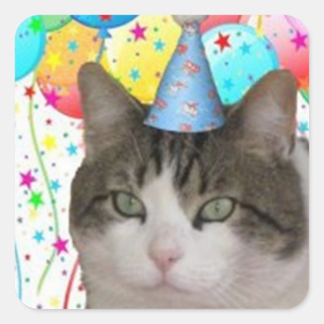 Pegatina Cuadrada Fatboy Babushka Birthday Party Pegatinas (Anverso)