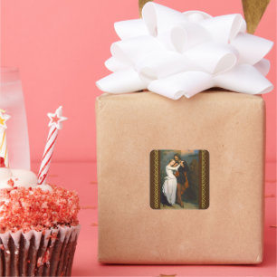 Pegatina Cuadrada Faust & Marguerite In the Garden, de A. Scheffer