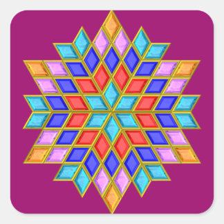 Pegatina Cuadrada Faux Gemstone Star Quilt