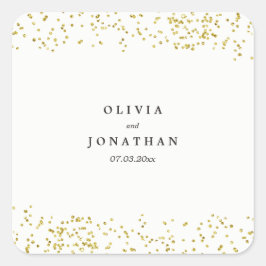 Pegatina Cuadrada Faux Gold Confetti | Etiquetas de bodas modernas