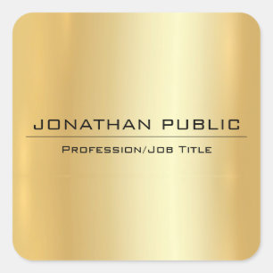 Pegatina Cuadrada Faux Gold Modern Elegant Simple Design Template