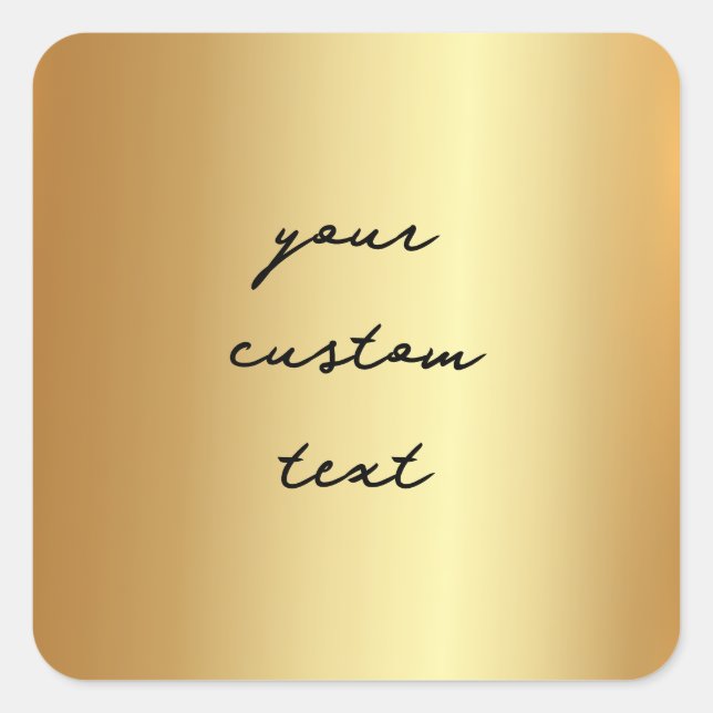 Pegatina Cuadrada Faux Gold Tu Personalizado Texto Aquí Glamour Temp (Anverso)