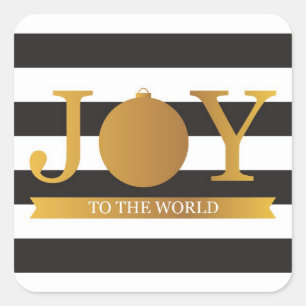 Pegatina Cuadrada Faux Relieve metalizado dorado Christmas Stickers