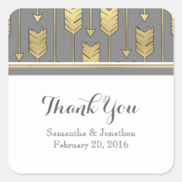 Pegatina Cuadrada Faux Relieve metalizado Golden Arrows Grey Boda Gr