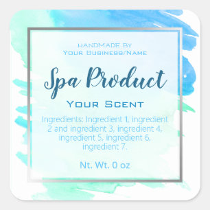 Pegatina Cuadrada Faux Relieve metalizado plateado Handmade Spa Prod