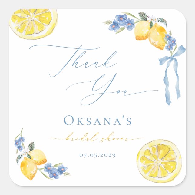 Pegatina Cuadrada Favor de agradecimiento para despedida de soltera  (Anverso)