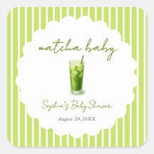 Favor de Baby Shower Verde Bebé Matcha Ondulado Li