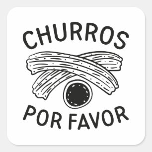 Pegatina Cuadrada Favor de Churros Por