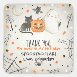 Pegatina Cuadrada Favor de cumpleaños hábil fantasma Spooktacular 