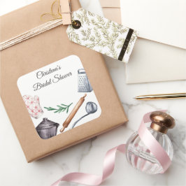 Pegatina Cuadrada Favor de Ducha con Tema de Cocina Rústica