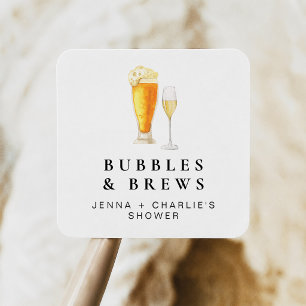 Pegatina Cuadrada Favor de Ducha de Parejas CHARLIE Burbujas y Cerve
