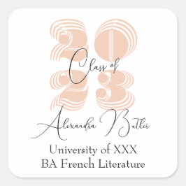 Pegatina Cuadrada Favor de Fiesta de Agradecimiento de Durazno Clase