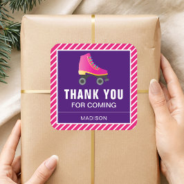 Pegatina Cuadrada Favor de fiesta de cumpleaños para patinar sobre p