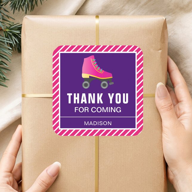 Pegatina Cuadrada Favor de fiesta de cumpleaños para patinar sobre p (Subido por el creador)