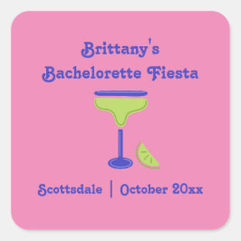 Pegatina Cuadrada Favor de fiesta de soltera Margarita Lima