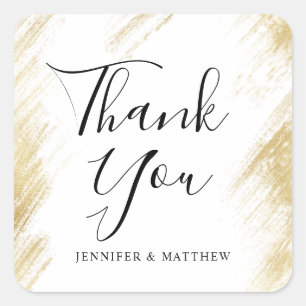 Pegatina Cuadrada Favor de la boda de la brocha de oro