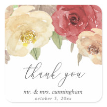Favor de la boda floral de otoño gracias