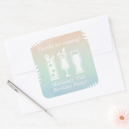 Pegatina Cuadrada Favor de la Fiesta de Piscina Sip y Dip