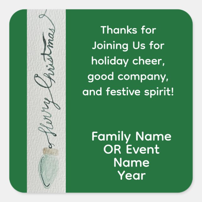 Pegatina Cuadrada Favor del partido navidad (Anverso)