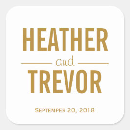 Pegatina Cuadrada Favor simple de la boda de oro