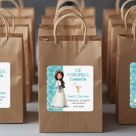 Pegatina Cuadrada Favor y regalos niña primera comunión