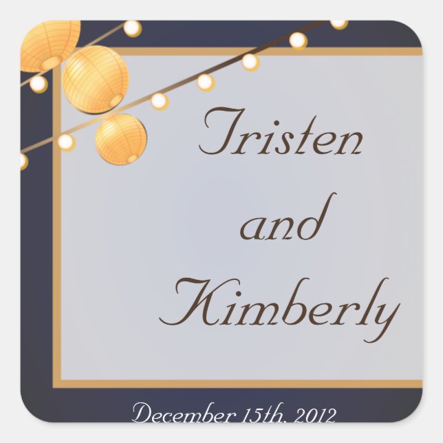 Pegatina Cuadrada Favorecer a los Pegatinas con linternas de papel e (Anverso)