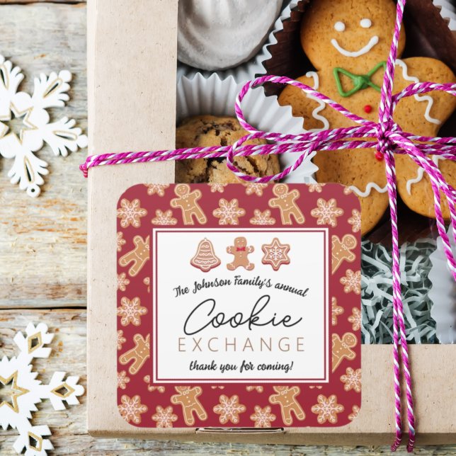 Pegatina Cuadrada Favorecer el intercambio de cookies de Navidades d (Subido por el creador)