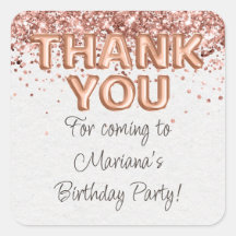 Favoritos de fiesta de cumpleaños en Rose Gold