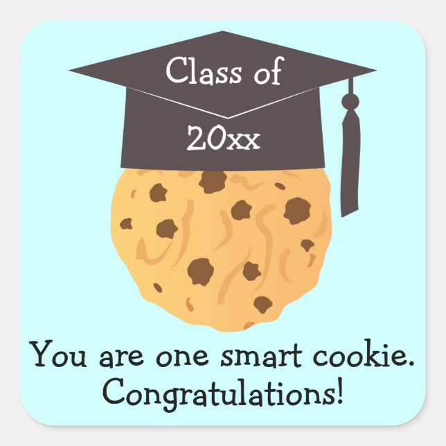 Pegatina Cuadrada Favoritos de graduación de cookie inteligente (Anverso)