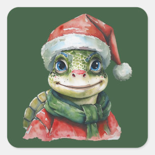 Pegatina Cuadrada Favoritos divertidos de los Navidades de animales