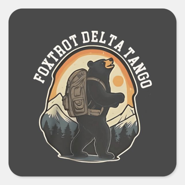 Pegatina Cuadrada FDT resiste el filete del oso Delta Tango (Anverso)