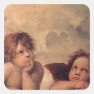 Pegatina Cuadrada fe angel Raphael vintage antigua bendición de pint