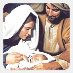 Pegatina Cuadrada fe bíblica Jesucristo oración inspiradora