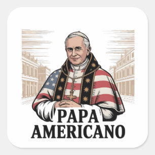 Pegatina Cuadrada Fe cristiana del Papa estadounidense Leo Iglesia C