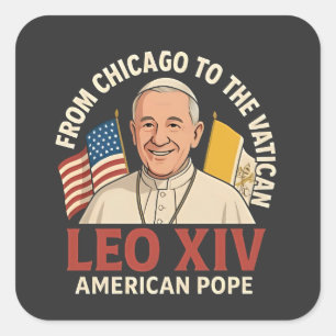 Pegatina Cuadrada Fe cristiana del Papa estadounidense Leo Iglesia C