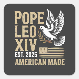 Pegatina Cuadrada Fe cristiana del Papa estadounidense Leo Iglesia C
