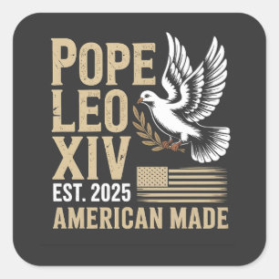 Pegatina Cuadrada Fe cristiana del Papa estadounidense Leo Iglesia C