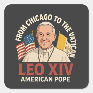 Pegatina Cuadrada Fe cristiana del Papa estadounidense Leo Iglesia C