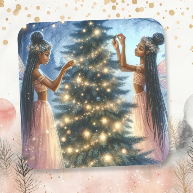 Pegatina Cuadrada Fe de bonito decorando el árbol de Navidad (Subido por el creador)