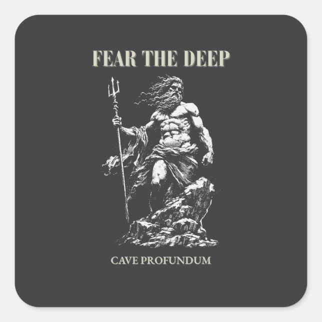Pegatina Cuadrada Fear the Deep – Poseidon Mythic  (Anverso)